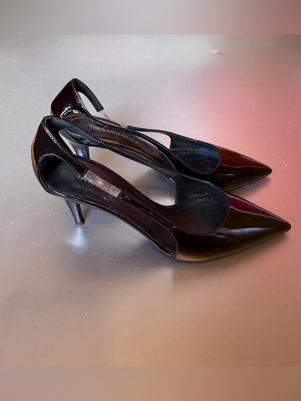 Tamara Mellon Black Patent Pointed Slingback Pumps 37.5 - Picture 4 of 7